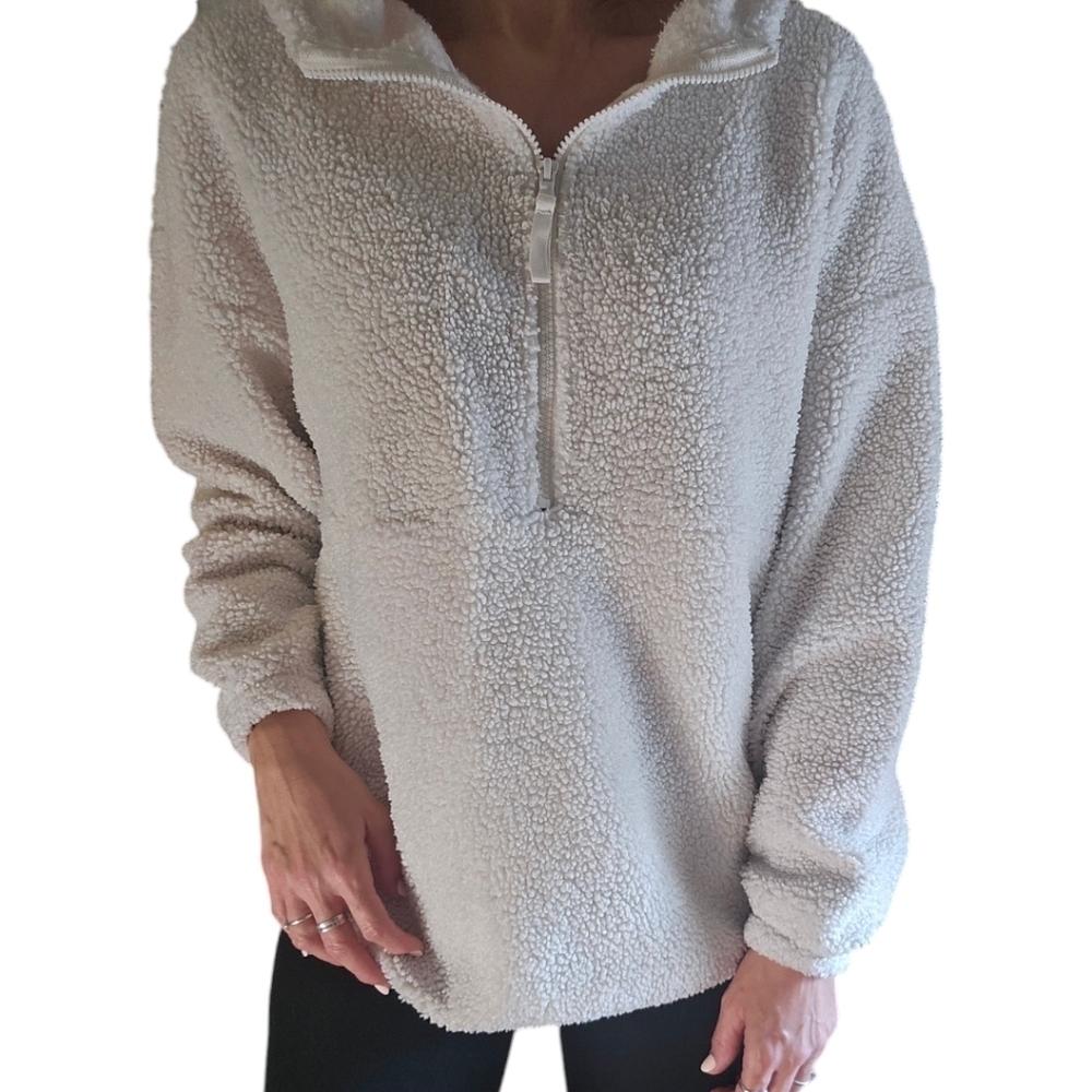 Womens Old Navy White Teddy Pullover Hoodie. SMALL #teddy #warm #cozy #winter